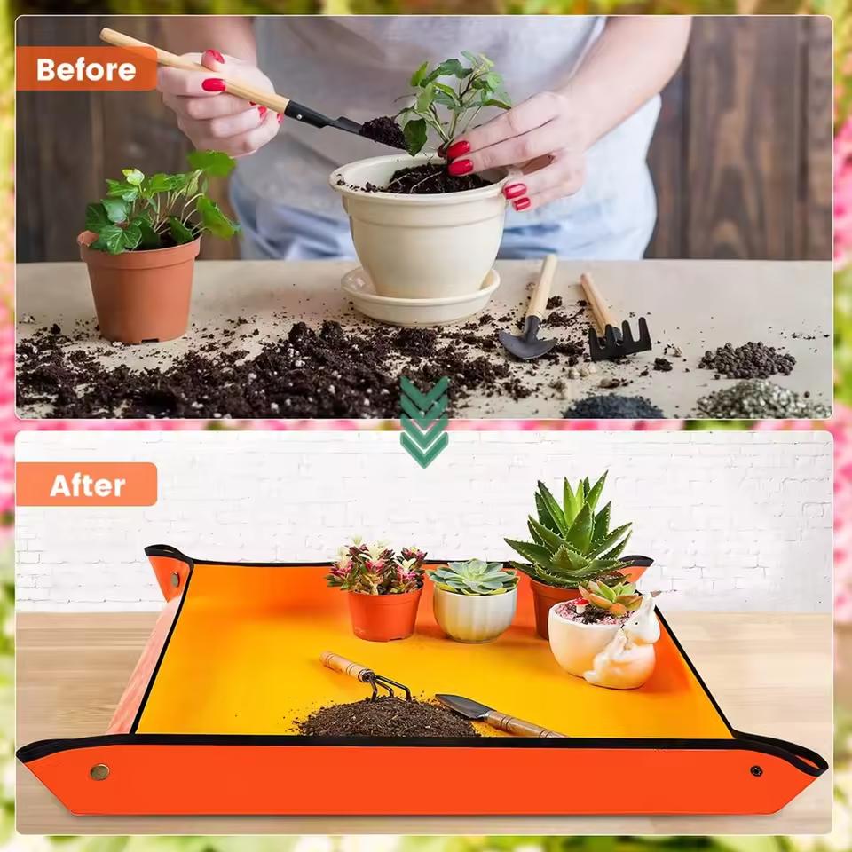 1PC Flower Pots Transplanting Mats Gardening Planting Mat PE Plant Repotting Mat Foldable Waterproof Gardening Potting Pad