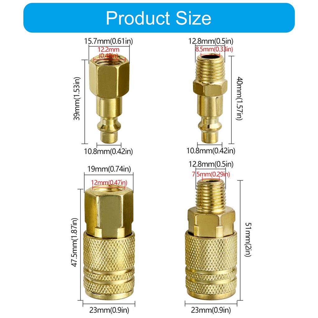 Adattatore Accoppiamento a Rilascio Rapido Raccordi Rapidi per Tubi dell'Aria Raccordo per Linea d'Aria Accessori per Compressori d'Aria