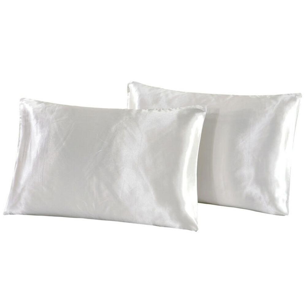 2Pcs Silk Satin Pillow Case Bedding Pillowcase Smooth Home with Envelope Closure Twin/Queen/King Size