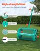 VEVOR Compost Spreader, 24 In Wide Peat Moss Spreader with Push/Tow Handle, 4 Heights Adjustable, Powder-Coated Steel Garden Peat Moss Roller