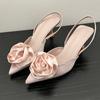 Fashion Closed Toe Sandals Slip-on Loafers Summer Women's Female Shoe Strappy Heels Large Size Medium Pointed Elastic Band Comfort
