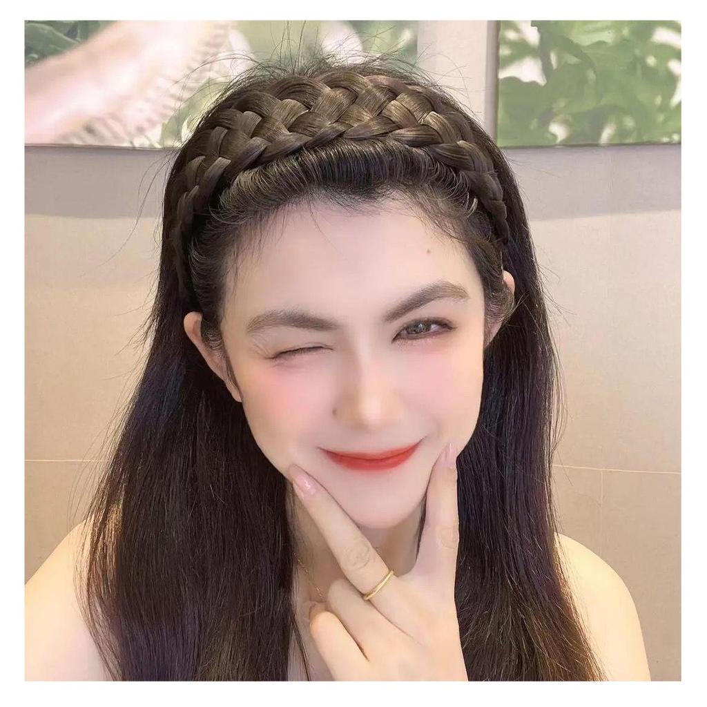 Five-Strand Braid Thick Wide Edge Handmade Fishtail Twist Headband for Women