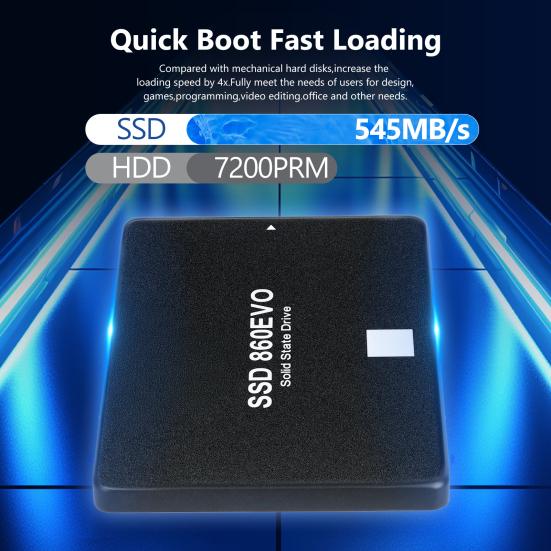 860 EVO SATA 3 2.5-inch SSD 1/2/4TB Maximum Read 545MB/s Max Write 530MB/s PC Computer Desktop Laptop Internal Solid State Drive Replacement