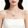 S925 Silver Double Ring Necklace: Elegant Zirconia Pendant for Women