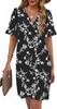 Women's V-Neck Flared Sleeve Medium and Long Pocket Short Sleeve Dress