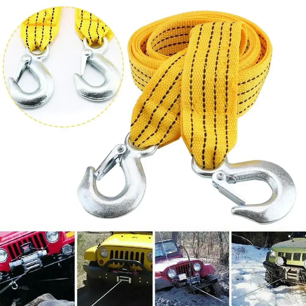 400cm 5Tons Car Tow Rope Heavy Duty Towing Pull Cable With Hooks High Strength Nylon Trailer Strap Car Rescue Tool Accessories