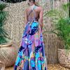 Spring And Summer New European And American Women'S Clothing Fashion Printed Sexy Dress, Suspender Deep V Sleeveless Backless Dress