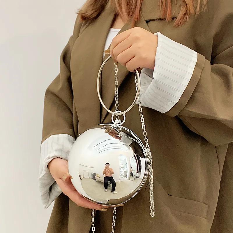 Nuova Borsa a Tracolla con Catena Acrilica Borsa da Donna Moda Forma a Palla Borsa a Tracolla Borsa da Sera