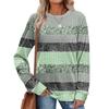 Fashionable Women's Long Sleeved Striped Printed Lightweight Sweater With Loose Round Neck Top