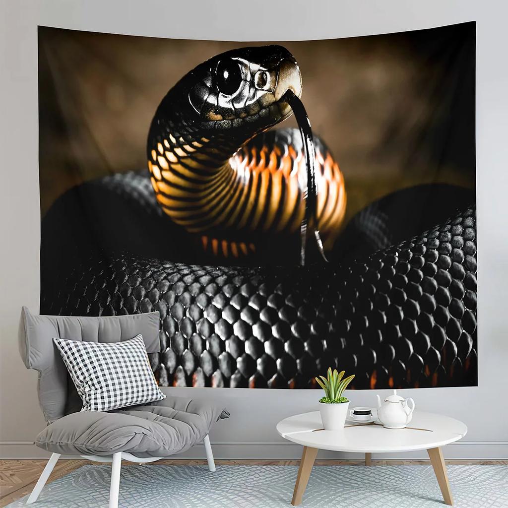 Fear Cobra Tapestry Reptiles Snake Tapestry Wildlife Illustration Tapestry Wall Hanging Home Living Room Bedroom Dorm Tapestries