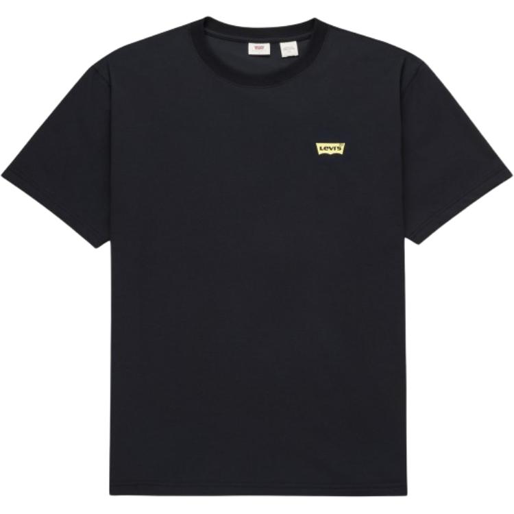 Levis Comfortable Short Sleeve Round Neck Pullover Versatile T-Shirt Men Tops Black 001AW-0001