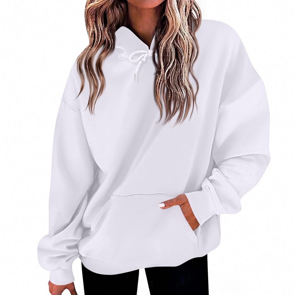 Women's Fashion Daily  Casual Hoodie Long Sleeve Solid Color Top