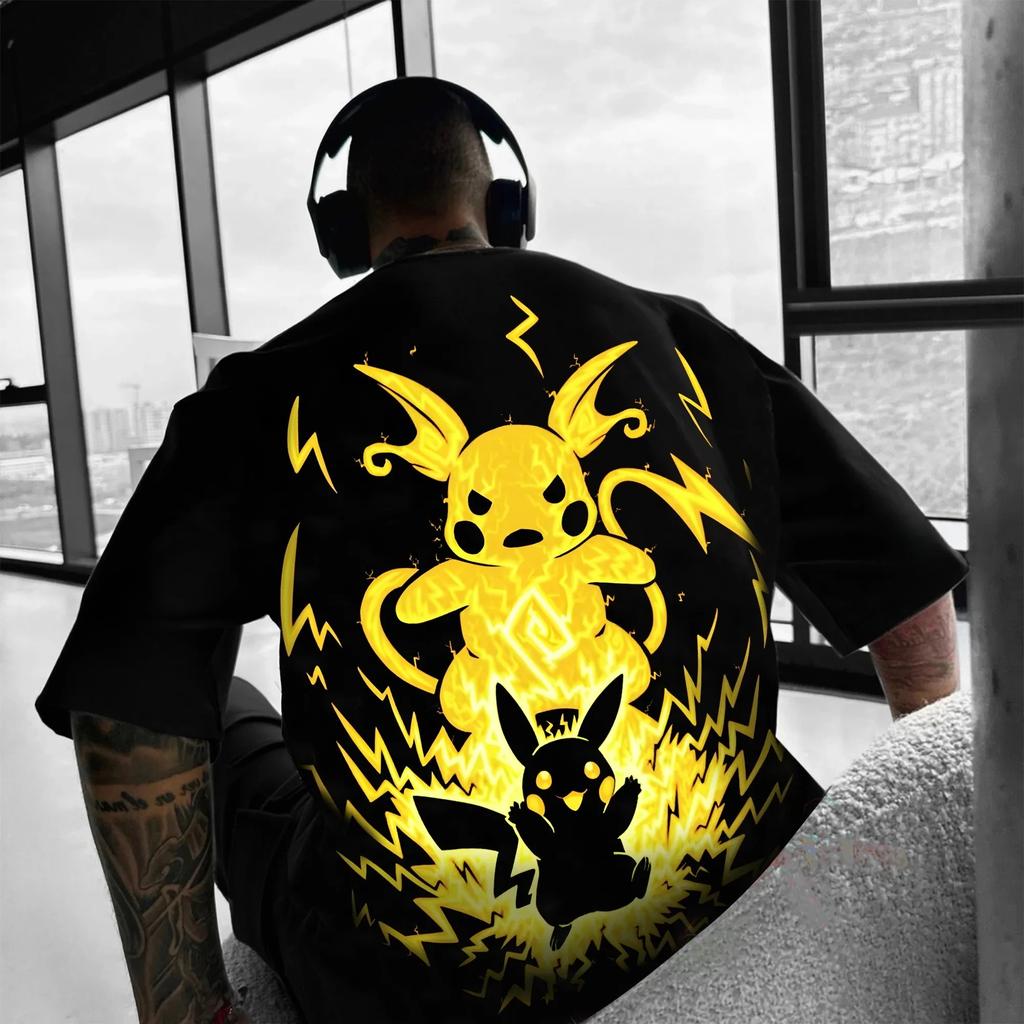 Pokémon Animatie Afgeleiden Patroon Print T-shirt Heren Dames 2025 Zomer Oversized Los Katoen Street Trend Merk Top