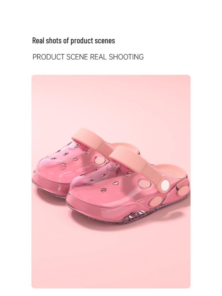 Bonbonfarbene Kinder-Clogs, Niedliche Cartoon-Sommer-Baby-Hausschuhe mit Kollisionsschutz-Zehenkappe für Jungen und Mädchen.