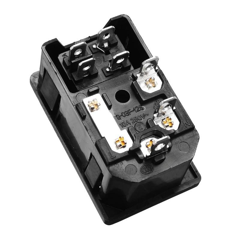 1PC C14 Power Socket with 10A Fuse Rocker Switch and Switch Fuse Red Green Blue Black Colors