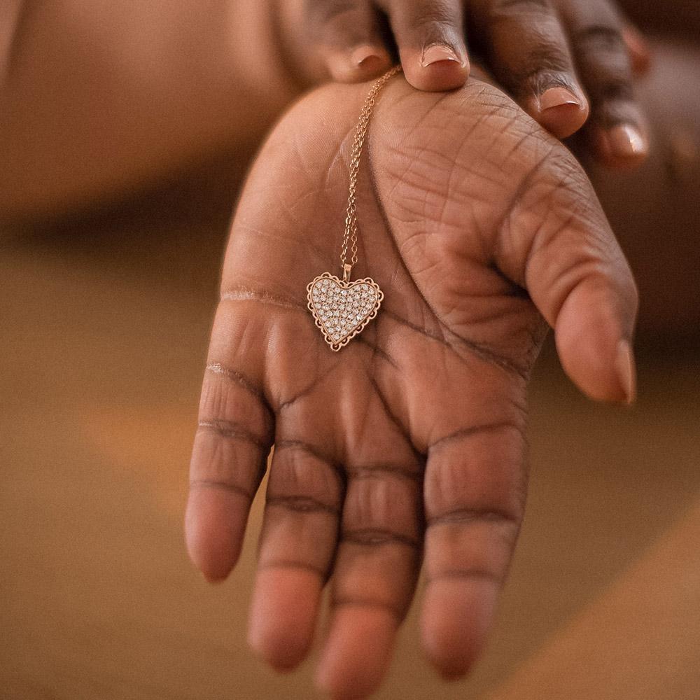 Shining Crystal Love Pendant with Trendy Stainless Steel Link Chain Necklace for Anniversaries and Valentine's Day Gifts