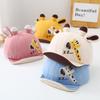 Cute Giraffe Baby Peaked Cap Cartoon Ear Short Brim Toddler Baseball Hat Boy Girl Sun Visors Thick Cotton Infant Bonnet