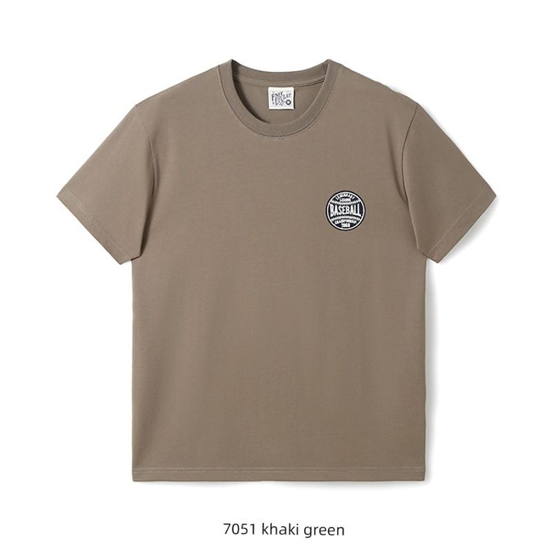 Retro Embroidered Short-Sleeved T-Shirt for Men, Summer Trendy Brand Pure Cotton Base Shirt, Export Men's Clothing, All-Cotton Printed T-Shirt