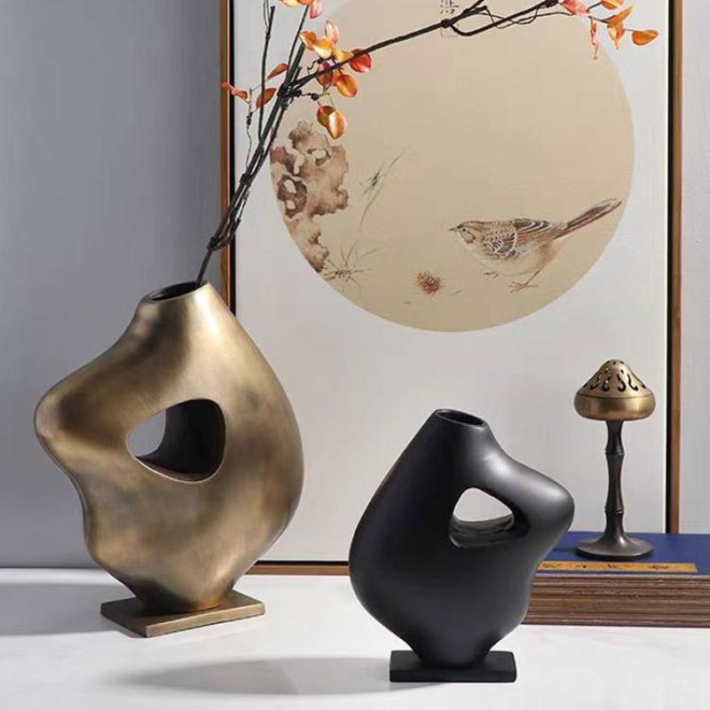 Irregular Abstract Vase Hollowed-out Stone Statue Ornaments Flower Vase Flower Arrangement Accessories Home Decoration