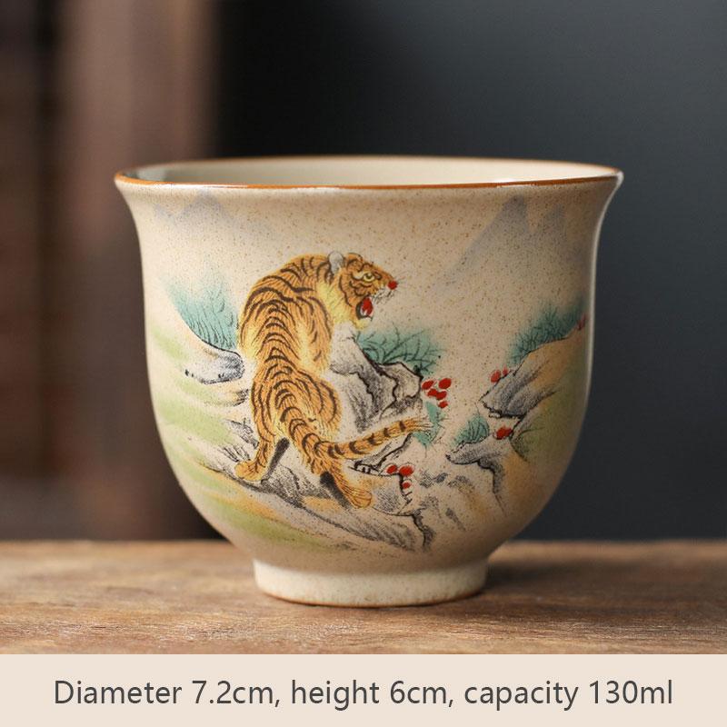 Chinese Ceramic Teaware Zodiac Tea Cups Vintage Pottery Ceremony KungFu Teacups Tea Wine Mug Espresso Coffee Cup