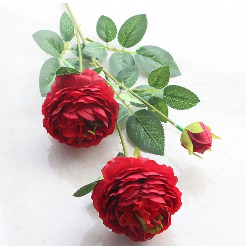 Flores artificiales de peonía de 3 cabezas para decoración de hogar y bodas