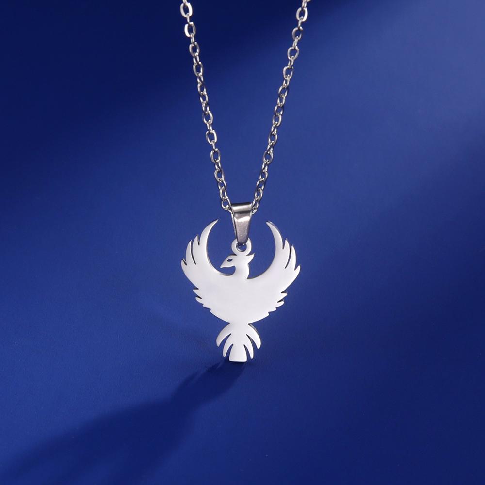 Dawapara Phoenix Guardian Animal Necklace Mythology Bird Pendant Protection Strength Symbol Stainless Steel Women Necklace
