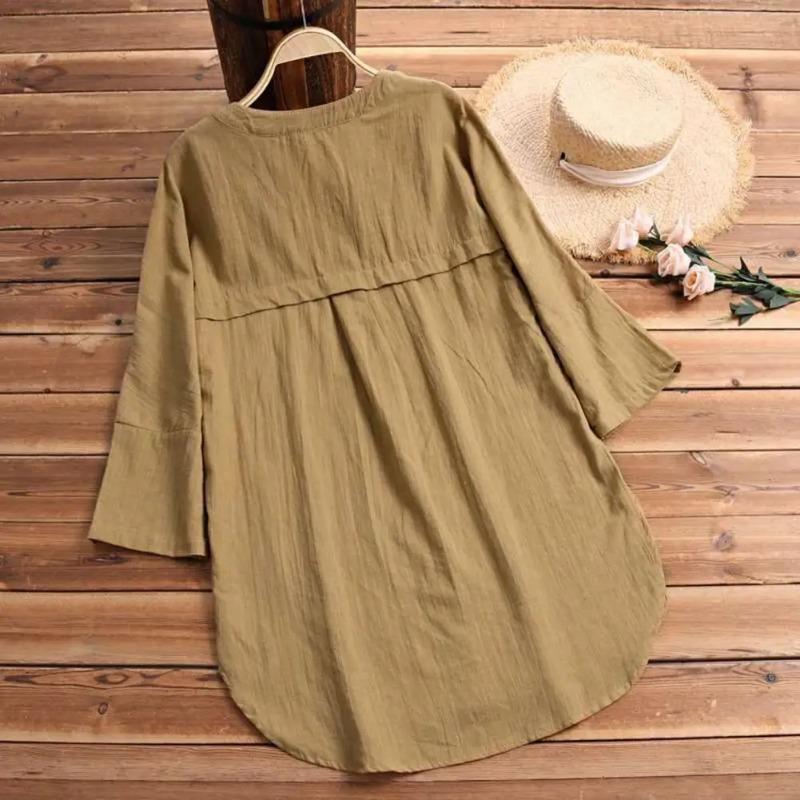 Cardigan Coat Fashion Buttons Closure Side Split Women Windbreaker Coat O-neck Solid Color Windbreaker Coat