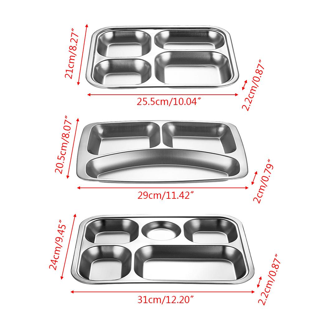 Divided Dinner Tray 3/4/5 Section School Canteen Food Storage Container for Indoor Outdoor Camping Food Tray