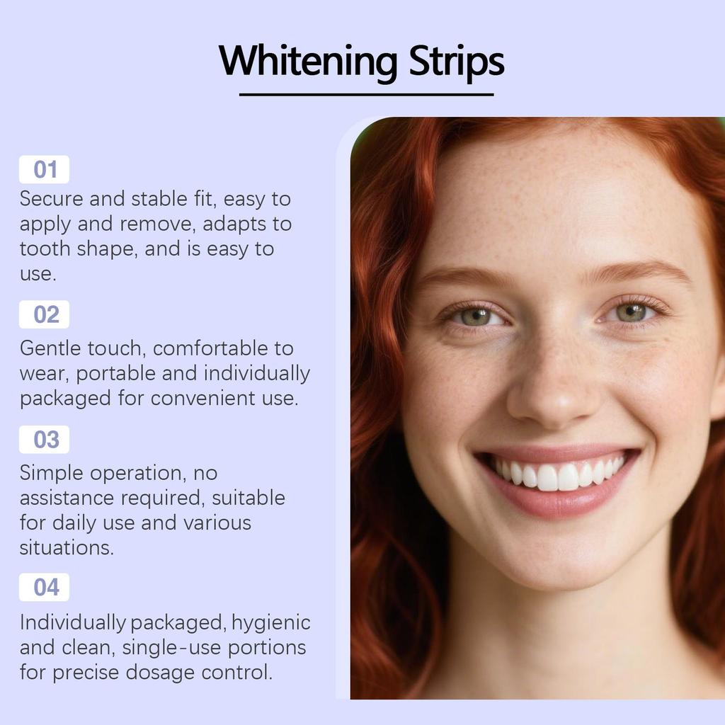 Purple Tooth Whitening Strips for Sensitive Teeth, Compact and Portable, Brightens Smile Anywhere, Anytime