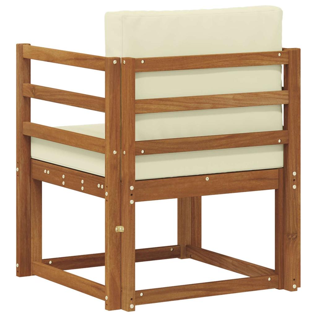 Outdoor Sofa Solid Acacia Wood and Polyester Natural