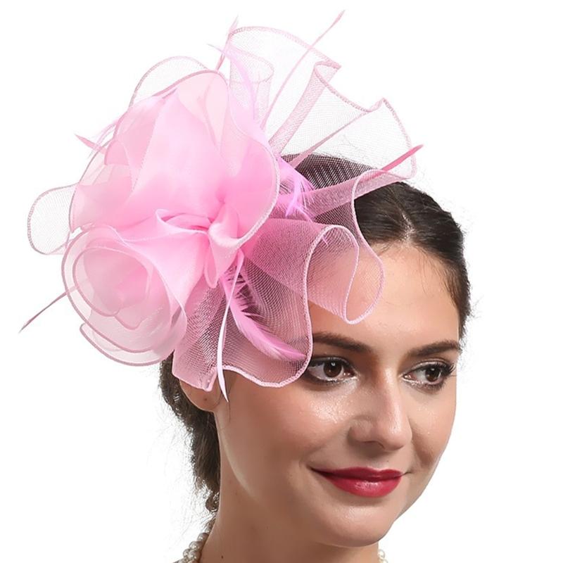 Teaparty Hat Cocktails Party Mesh Hat Hair Clip Female Mesh Flower Fascinator Hat Headpiece Role Play Accessory Headwear