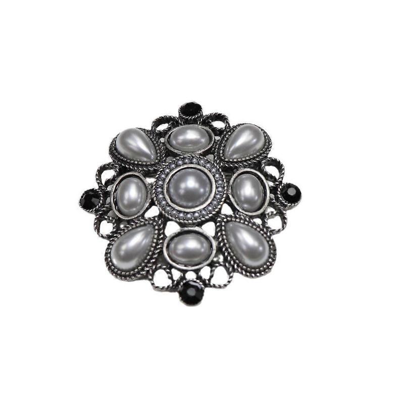 Vintage Baroque Pearl Openwork Brooch Corsage Clothing Accessory