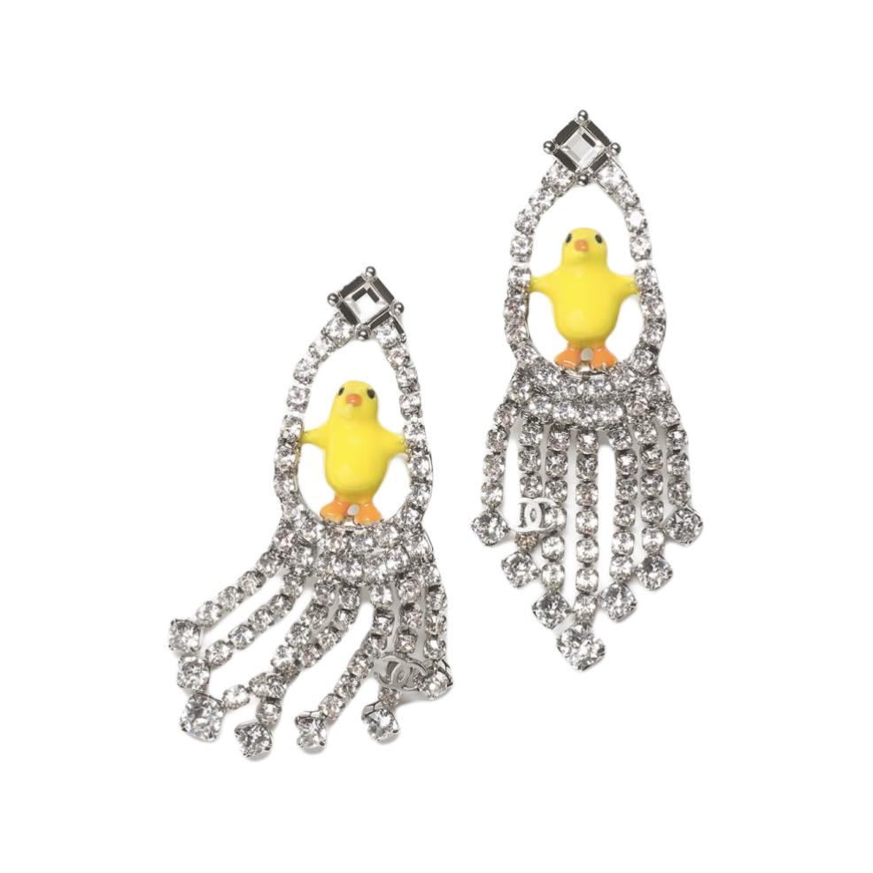 

Chanel Chick Design Earrings Unisex Earrings Silver Yellow Orange ABH520-B24156-U9487 Box+Padding Board