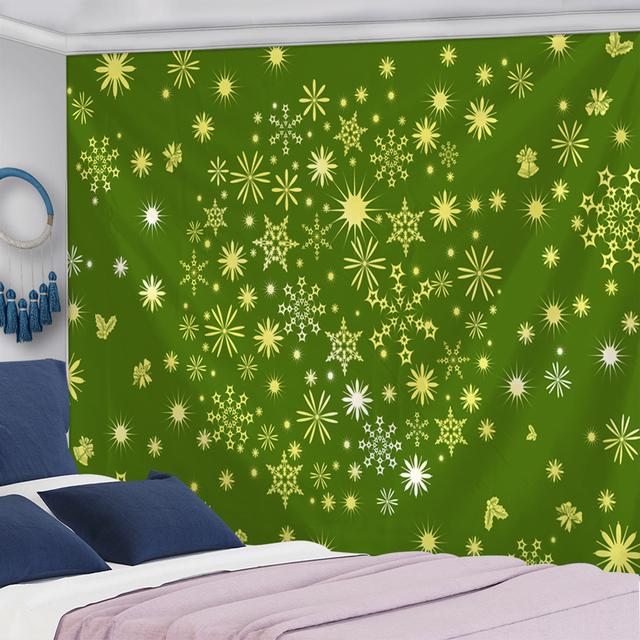 Tapisserie murale à suspendre avec paysage de neige et sapin de Noël, flocon de neige, maison, cadeau de vacances, décoration d'intérieur psychédélique rétro bohème