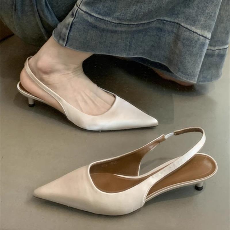 Fashion New Style Elegant Women Sandals Pointed Toe Elegant Low-heel Shoes Summer Fashion Slingback Woman Mules Shoes Pumps Dress Shoes