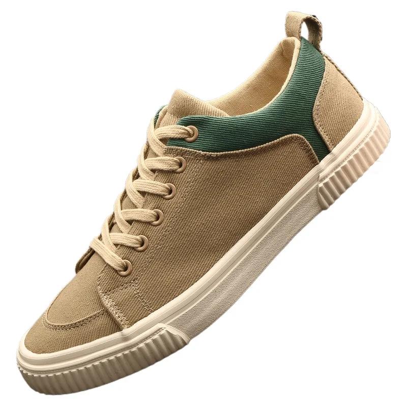 Fashion Men's Spring Canvas Shoes New Breathable Lace Up Casual Men's Versatile Flat Bottomed Cloth Shoes Anti Skateboard Shoes Tenis