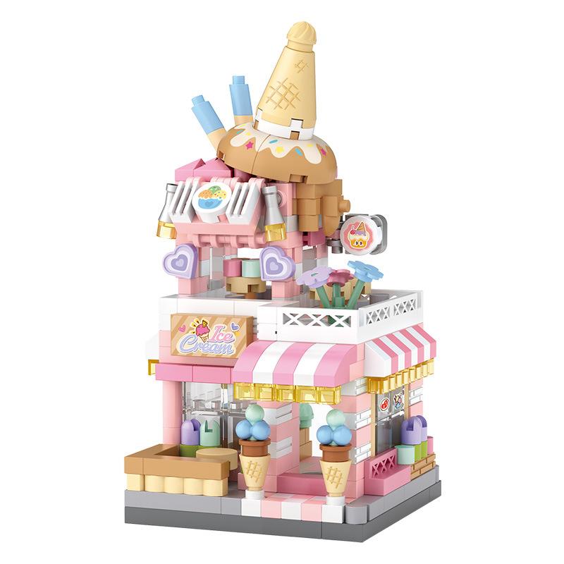 House Building Blocks Household Appliance Dessert Store Street View Snack Children's Toys Boys Girls Gifts Compatible With
