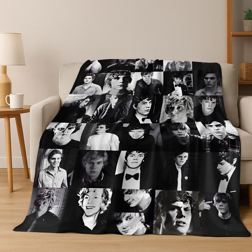 26 Stili Evan Peters Bello Arte Coperta di Flanella, Coperta Morbida e Accogliente per Casa Camera da Letto Letto Divano Picnic Ufficio Coperta Regalo Bambino