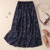 Damen A-Linien Rock mit Blumenmuster: Elastischer Bund, Schlankmachend, mit Taschen