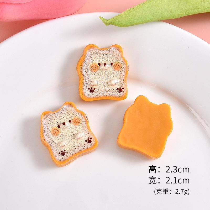 5pcs Animal Toast Bread Cat Resin Charms Pendant Jewelry Making Supplies Keychain Necklace Earrings Pendants DIY Findings