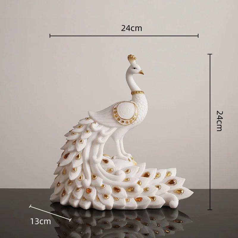 

Ceramic Ornament Artificial Animal Sculpture Peacock Golden Bird Phoenix Decorative Figurines Home Decoration Accessories