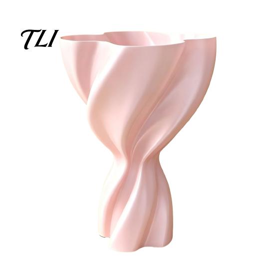 Handmade Textured Resin Vase 3D Printed Cream Color Vase, Silk Texture Art Vases for Nordic Style Dried Flower Living Room Entryway, Minimalist Modern