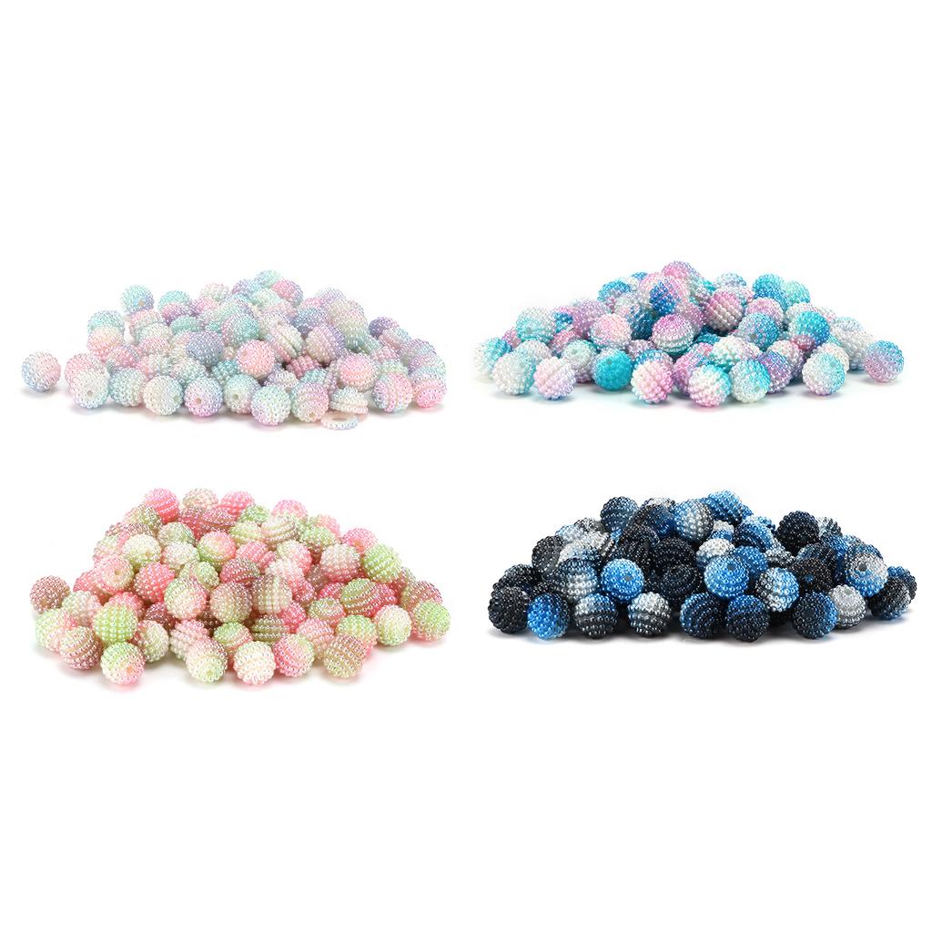 200pcs Pearl Beads Color Pearlized Gradient Bayberry Shaped Bubble Beads with Hole for DIY Jewelry M