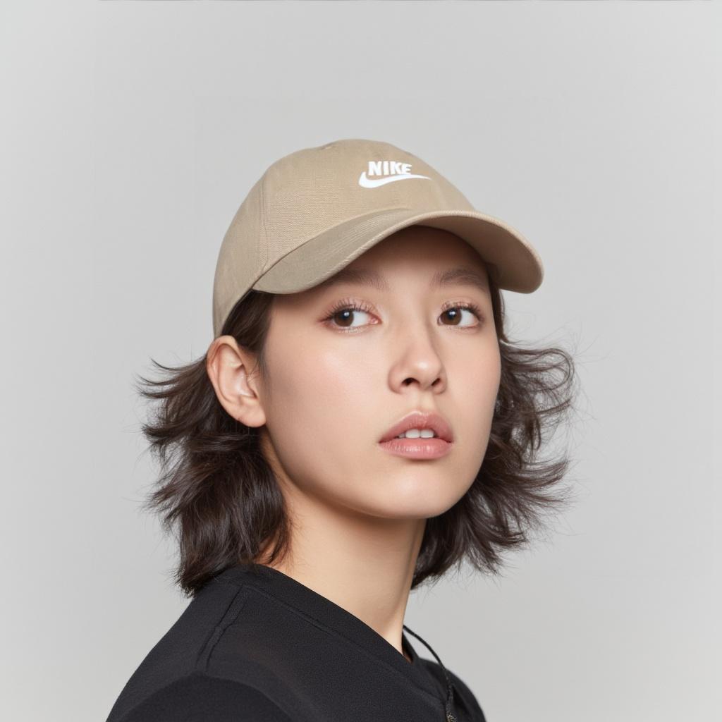 Nike Letter Logo Cotton Duckbill Cap Unisex caps Khaki FB5368247