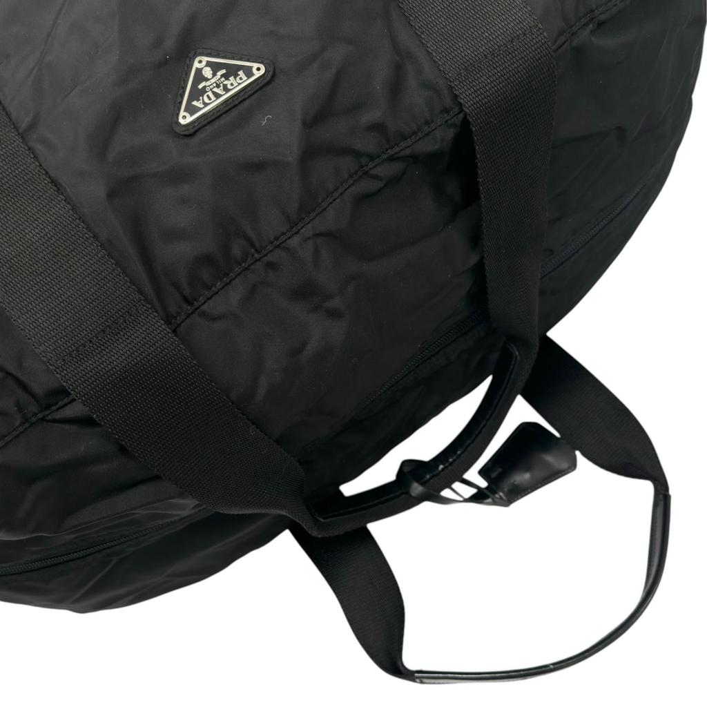 PRADA Triangle logo Boston bag black unisex used