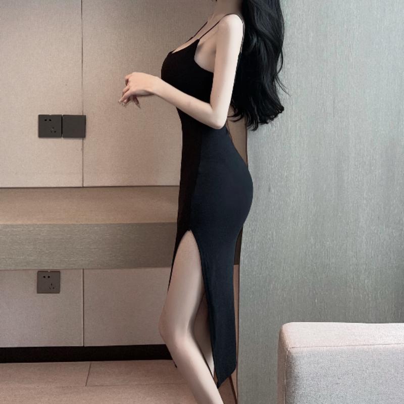 

WTEMPO женские платья, сексуальные платья с глубоким вырезом на бретельках, узкие платья с талией и бретельками, вечерние платья с полыми бретельками XL чёрный