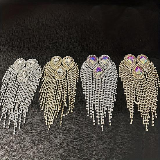 Fringe Rhinestone Epaulette Waterdrop Shoulder Epaulette Sparkling Tassel Epaulet Accessory for Costume Party Stage Performance