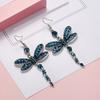 1 par Dragonfly Hook øredobber Farge Rhinestone dusk Etnisk stil Vintage Elegant Hypoallergen kvinner Jenter dinglende øredobber mote smykker