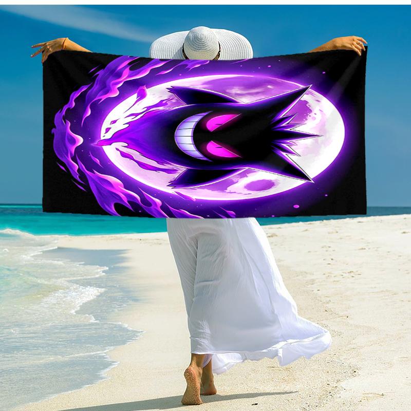 1pc Gengar1 Beach Towel, Comfortable and Thick, and Swimming/Bath/Picnic/Camping Towel, Suitable for Seaside Beaches
