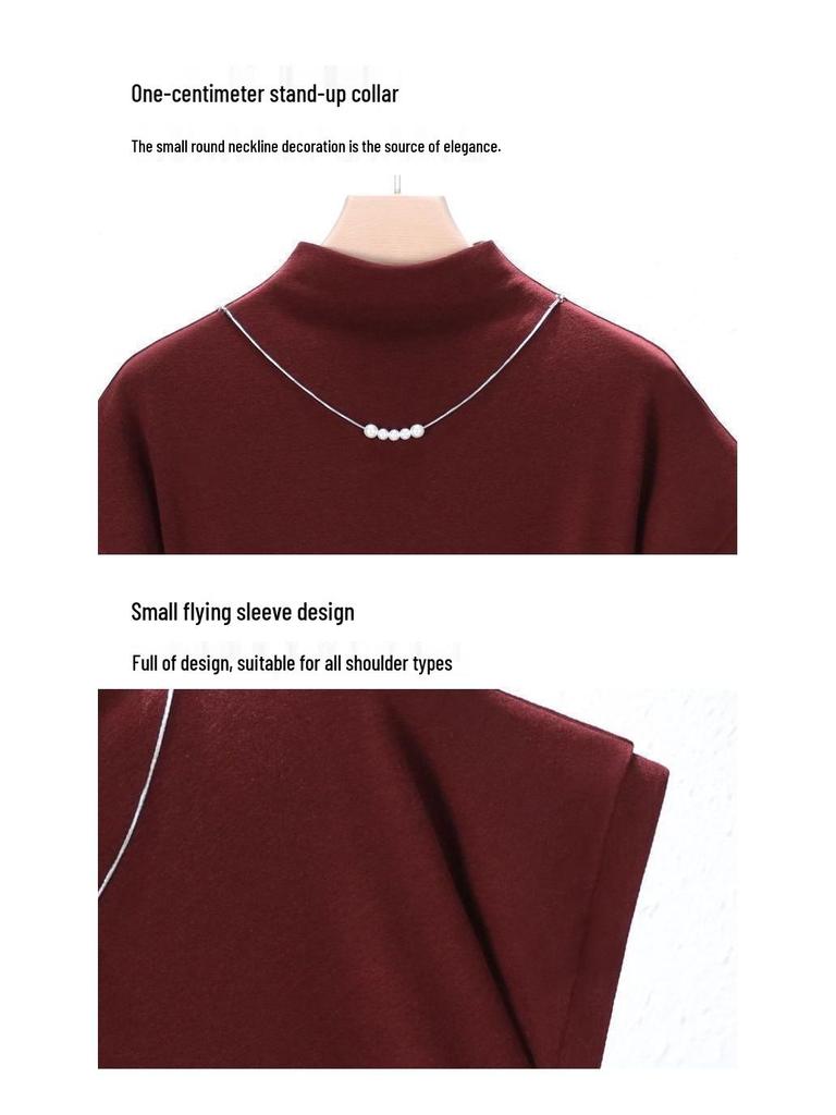 Plus Size Slimming Short-Sleeve Thermal Fleece T-Shirt for Women